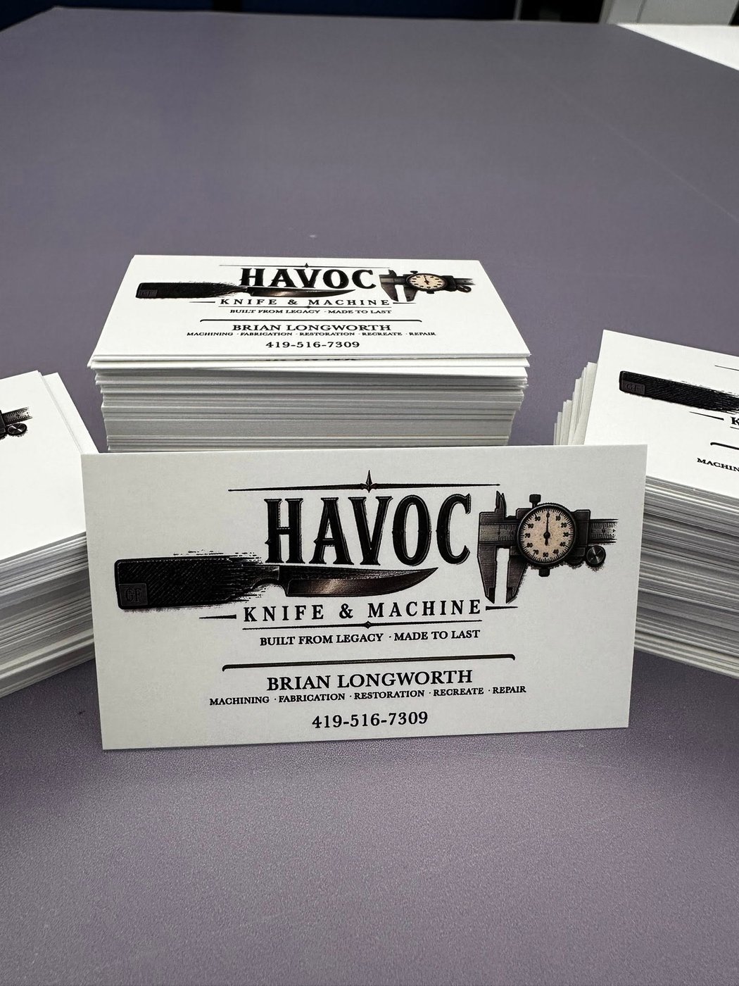 HAVOC Knife and Machine business cards