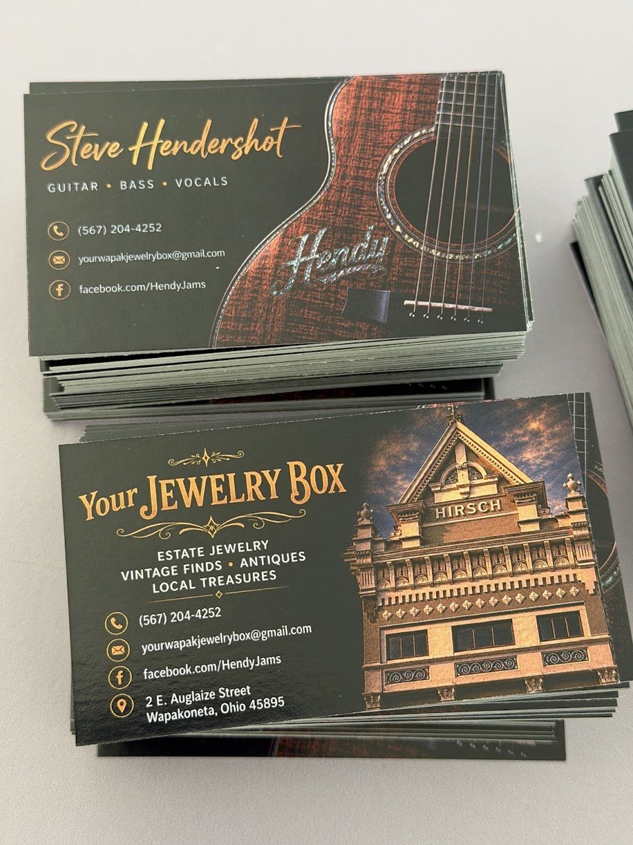 Steve Hendershot and Your Jewelry Box business cards