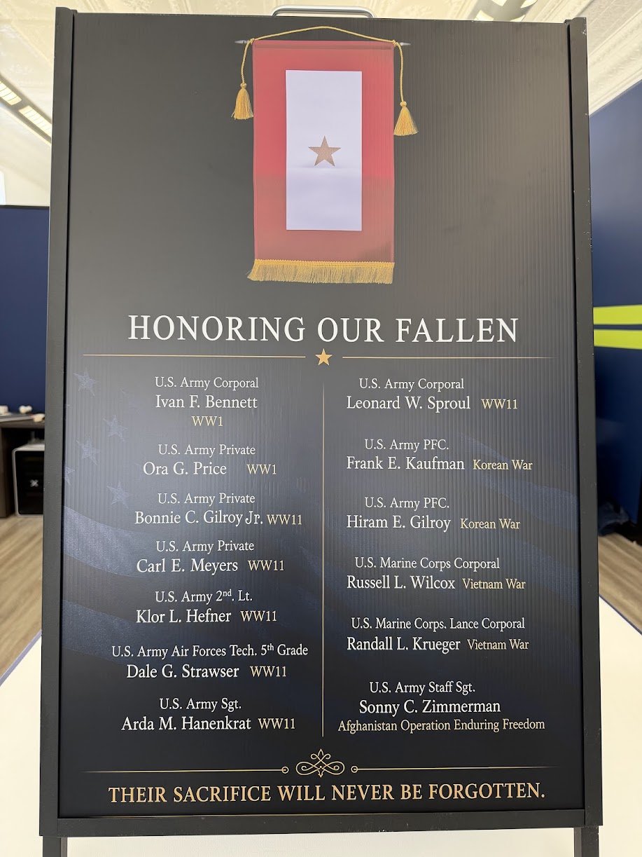 Honoring Our Fallen memorial sign
