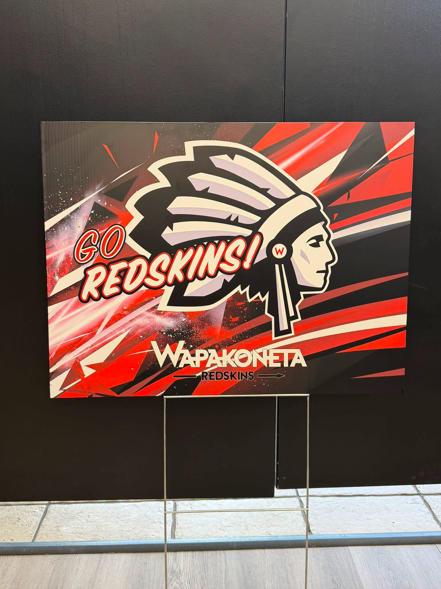 Go Redskins Wapakoneta yard sign design